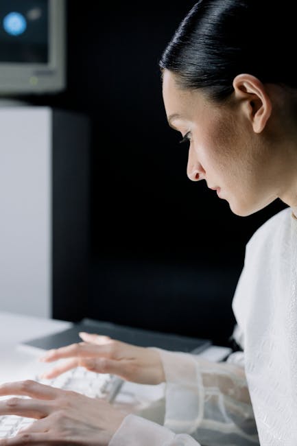 Person stretching in modern office environment